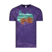 Cloud Purple wood leather patch Vintage Tee - AdoDesignShop