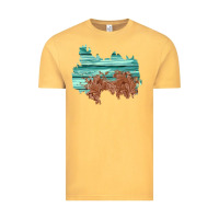 Vintage Mustard wood leather patch Vintage Tee - AdoDesignShop