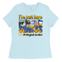 Baby Blue i'm just here for the snacks #volleyball brother Ladies Tee - Zillion Design Studio