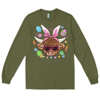 Army Green easter cow Long Sleeve Tee - MaliasSmallBusiness
