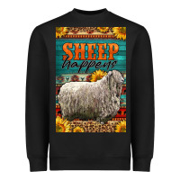 Black Western Sheep Happens Sunflowers Heavyweight Sweatshirt - LillyAllenDesigns