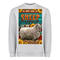 Heather Grey Western Sheep Happens Sunflowers Heavyweight Sweatshirt - LillyAllenDesigns