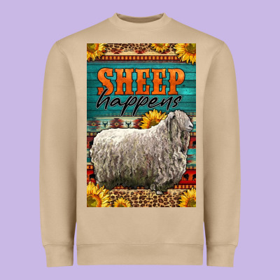 Western Sheep Happens Sunflowers Heavyweight Sweatshirt Designed By Lillyallendesigns