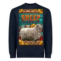 Navy Western Sheep Happens Sunflowers Heavyweight Sweatshirt - LillyAllenDesigns