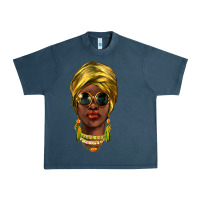 Midnight Navy african woman Urban Heavy Tee - NancyCooperArtShop