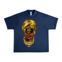 Navy african woman Urban Heavy Tee - NancyCooperArtShop