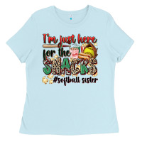 Baby Blue i'm just here for the snacks #softball sister Ladies Tee - Zillion Design Studio