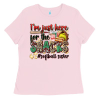 Bubblegum Pink i'm just here for the snacks #softball sister Ladies Tee - Zillion Design Studio