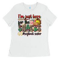 White i'm just here for the snacks #softball sister Ladies Tee - Zillion Design Studio