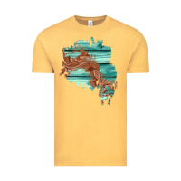 Vintage Mustard wood leather patch Vintage Tee - AdoDesignShop
