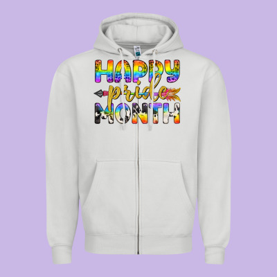 Western Happy Pride Month Lgbtq+ Zipper Hoodie Designed By Bundleandbundleshop