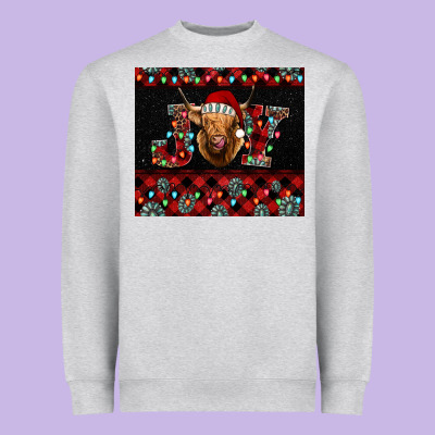 Highland Cow Joy Christmas Heavyweight Sweatshirt Designed By Barkaloodesign