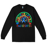 Black autism awareness rainbow Long Sleeve Tee - MaliasSmallBusiness