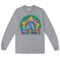 Heather Grey autism awareness rainbow Long Sleeve Tee - MaliasSmallBusiness