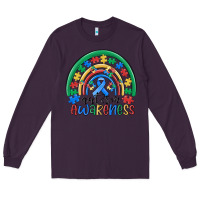 Plum autism awareness rainbow Long Sleeve Tee - MaliasSmallBusiness