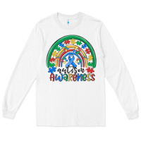 White autism awareness rainbow Long Sleeve Tee - MaliasSmallBusiness