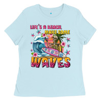 Lifes A Beach Make Some Waves Ladies Tee | Teevron