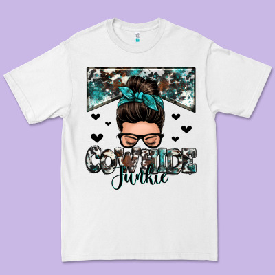 Cowhide Junkie Messy Bun Premium Tee Designed By Zillion Design Studio