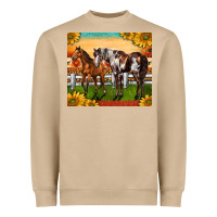 Mushroom Western Ranch Horses Heavyweight Sweatshirt - LillyAllenDesigns