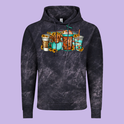 Longhaired Cow Coffee Cups Vintage Hoodie Designed By Jasminsmagicworld