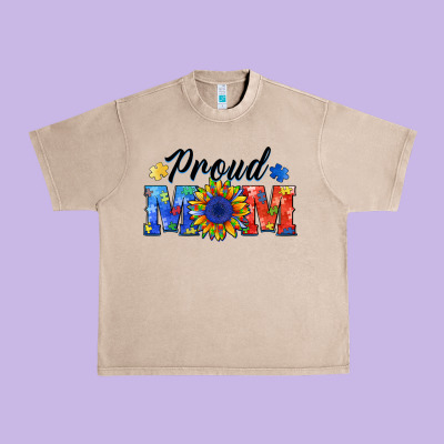 Proud Mom Autism Urban Heavy Tee Designed By Barkaloodesign
