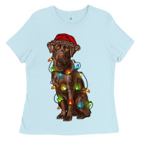 Baby Blue Christmas labrador retriever Ladies Tee - RanaPortraitStore