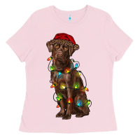 Bubblegum Pink Christmas labrador retriever Ladies Tee - RanaPortraitStore