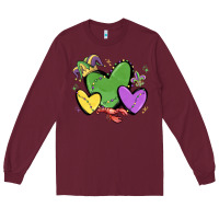 Burgundy mardi gras hearts Long Sleeve Tee - MaliasSmallBusiness