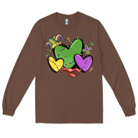 Chestnut mardi gras hearts Long Sleeve Tee - MaliasSmallBusiness