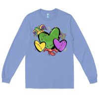 Colony Blue mardi gras hearts Long Sleeve Tee - MaliasSmallBusiness