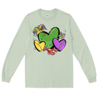 Matcha mardi gras hearts Long Sleeve Tee - MaliasSmallBusiness