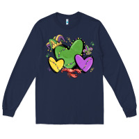 Navy mardi gras hearts Long Sleeve Tee - MaliasSmallBusiness