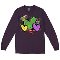 Plum mardi gras hearts Long Sleeve Tee - MaliasSmallBusiness