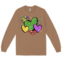 Toasted Coconut mardi gras hearts Long Sleeve Tee - MaliasSmallBusiness