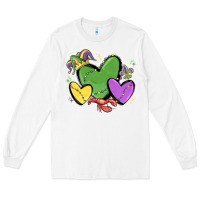 White mardi gras hearts Long Sleeve Tee - MaliasSmallBusiness