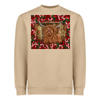 Mushroom Christmas highland cow with candy canes Heavyweight Sweatshirt - BarkalooDesign