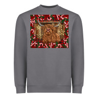 Storm Christmas highland cow with candy canes Heavyweight Sweatshirt - BarkalooDesign