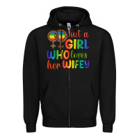 Black Just A Girl Who Loves Her Wifey Zipper Hoodie - BundleAndBundleShop