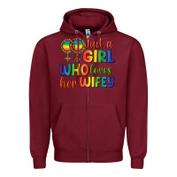 Burgundy Just A Girl Who Loves Her Wifey Zipper Hoodie - BundleAndBundleShop