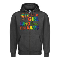 Charcoal Heather Just A Girl Who Loves Her Wifey Zipper Hoodie - BundleAndBundleShop