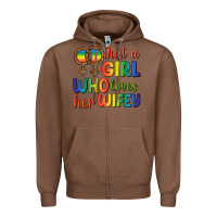 Chestnut Just A Girl Who Loves Her Wifey Zipper Hoodie - BundleAndBundleShop