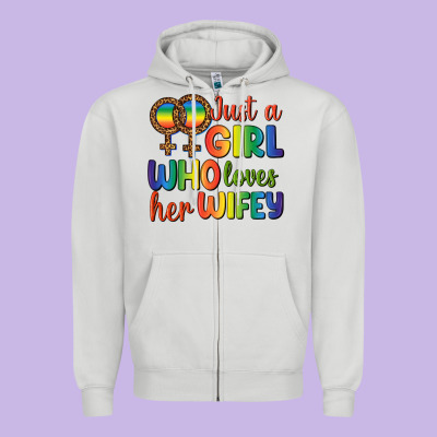 Just A Girl Who Loves Her Wifey Zipper Hoodie Designed By Bundleandbundleshop