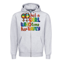 Heather Grey Just A Girl Who Loves Her Wifey Zipper Hoodie - BundleAndBundleShop