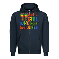 Navy Just A Girl Who Loves Her Wifey Zipper Hoodie - BundleAndBundleShop