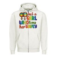 Oatmeal Heather Just A Girl Who Loves Her Wifey Zipper Hoodie - BundleAndBundleShop