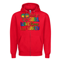 Red Just A Girl Who Loves Her Wifey Zipper Hoodie - BundleAndBundleShop