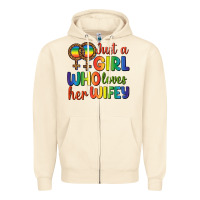 Sandshell Just A Girl Who Loves Her Wifey Zipper Hoodie - BundleAndBundleShop