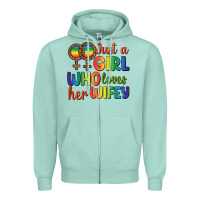 Seafoam Just A Girl Who Loves Her Wifey Zipper Hoodie - BundleAndBundleShop