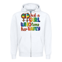 White Just A Girl Who Loves Her Wifey Zipper Hoodie - BundleAndBundleShop