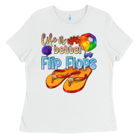 White life is better in flip flops Ladies Tee - texasbilliewilder